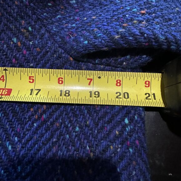 Vintage 60s/70’s Blue 100% Wool Speckled Multi Colored Long Coat Size Medium 8 - Picture 10 of 12